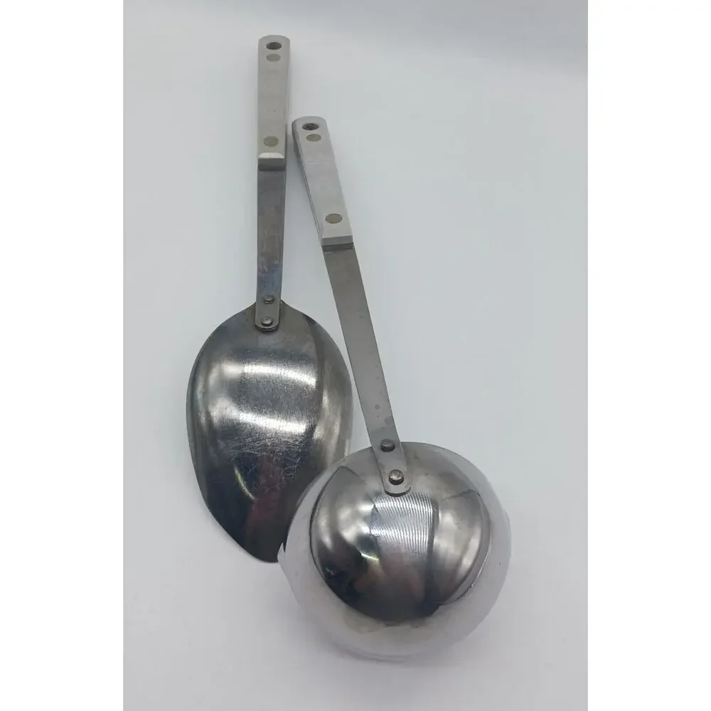 Vintage Ace Soup Ladle Serving Spoon Light Gray Handle Lot of 2 Stainless USA